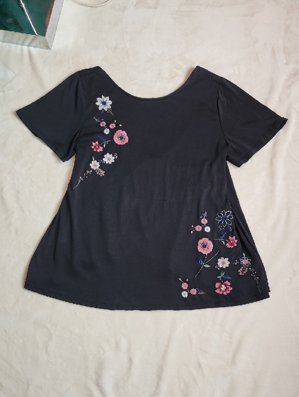 Blue Rain Grey Short-Sleeve Wrap-Style Babydoll Top